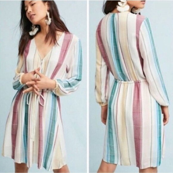 Rails Becca Cusco Stripe Dress for Anthropologie Size Small Neutral Bohemian - Picture 1 of 13